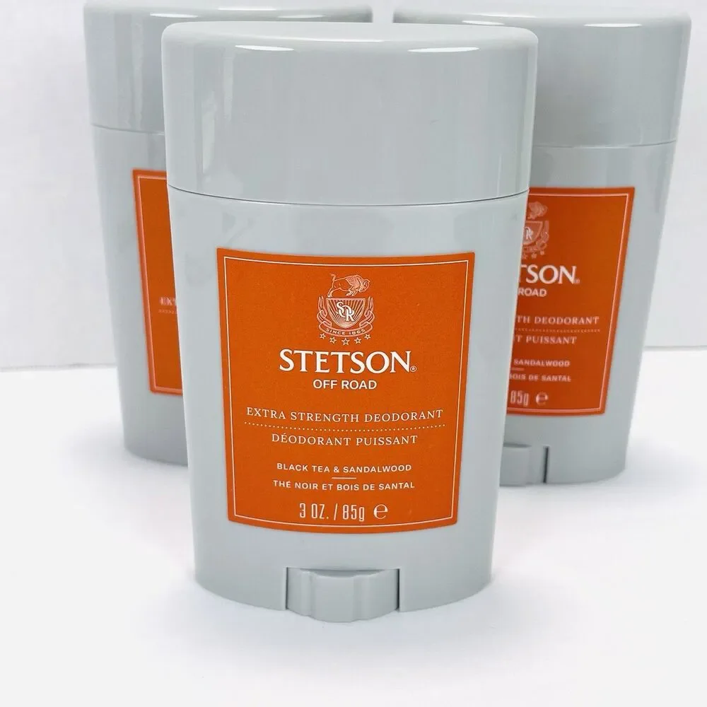 Lot of 3 STETSON OFF ROAD DEODORANT Sandalwood Personal Care Extra Strength NEW